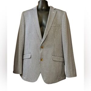 The Savile Row Lightweight Navy & White Houndstooth Men's Blazer Size 42L